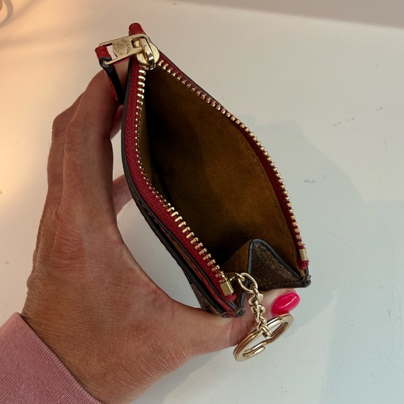 Coach Signature Brown and Red Card Holder - Picture 3 of 3